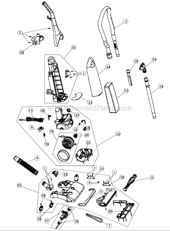 Page A Diagram and Parts List for M085750  Dirt Devil Upright Vacuum